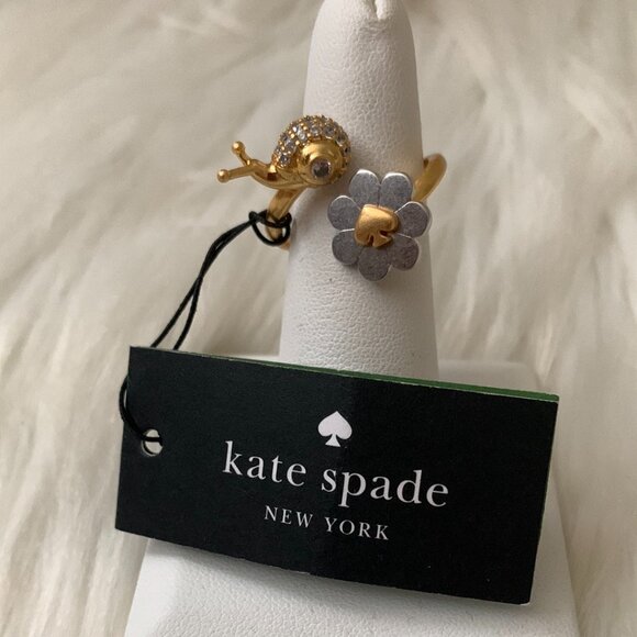 KATE SPADE Garden Glam Dual Tone Ring Sz 5 - Picture 1 of 3
